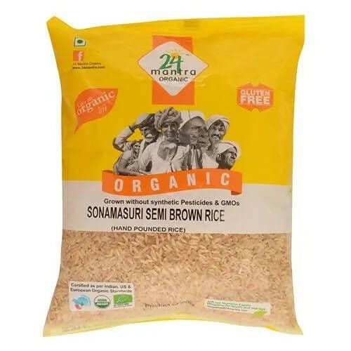 24 Mantra Organic Sonamasuri Semi Brown Hand Pounded Rice