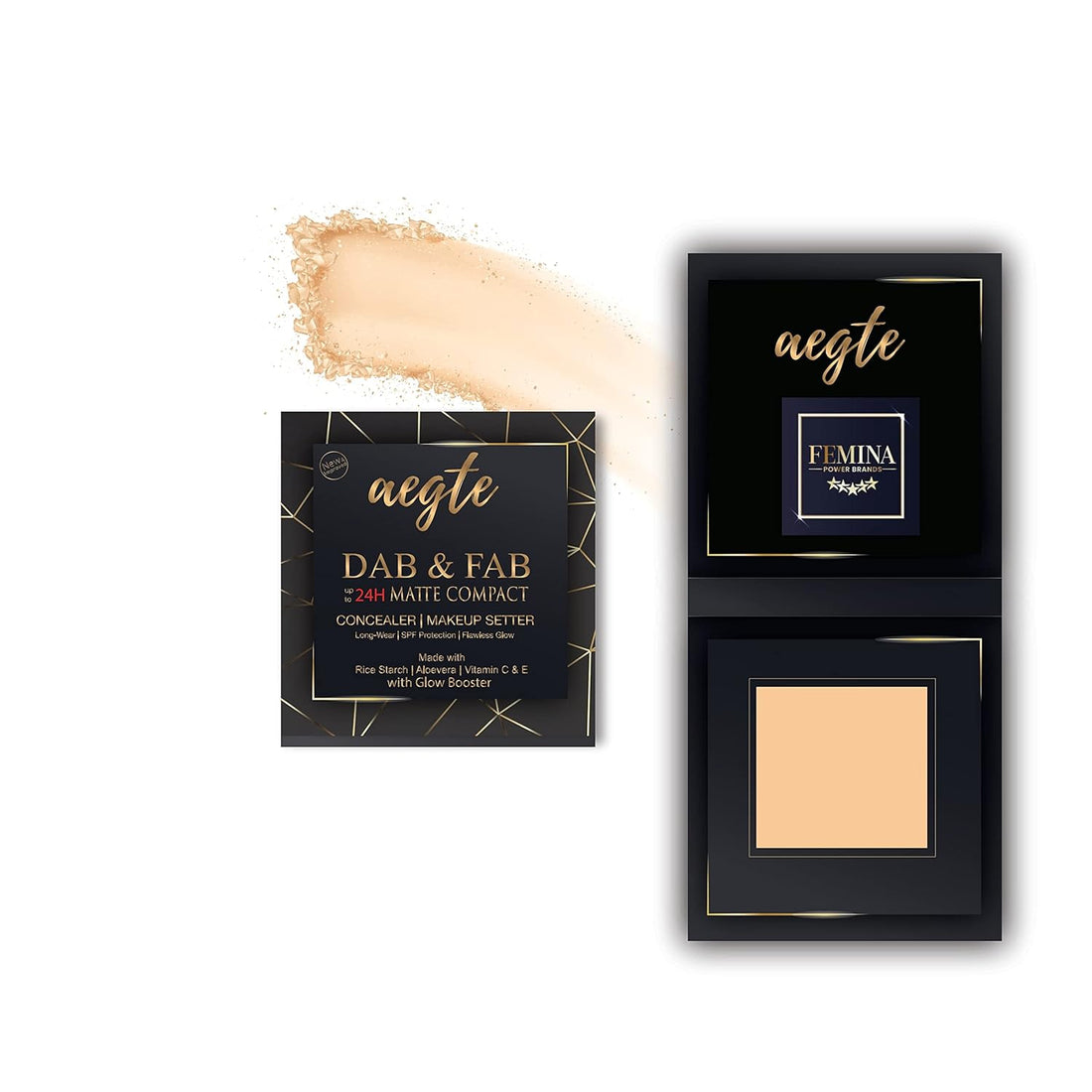Aegte 24 Hr Stay 3 in 1 Dab and Fab Matte Compact Powder - 8 GM
