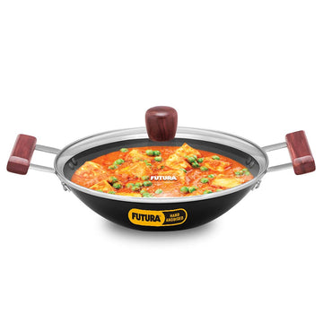 Hawkins Futura Hard Anodised Deep Fry Pan Flat Bottom with Glass Lid - Daily Needs Products