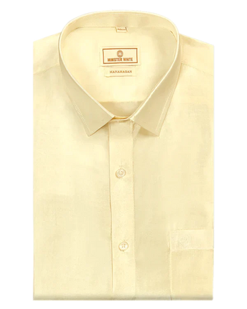 Minister White Silk Mix Cream Colour Full Sleeve Wedding Shirt - Regular Fit - Manamagan - Daily Needs Products