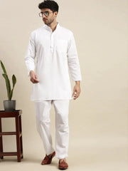 Ramraj Mens Cotton White Kurta Pyjama Set - Daily Needs Products