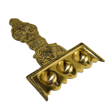 Brass Flat Udupi Three Aarti - 225 GM