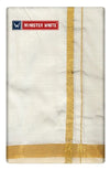 Minister White Double Layer Cream Pure Silk Dhoti with Golden Jari Border - Yukta - Daily Needs Products