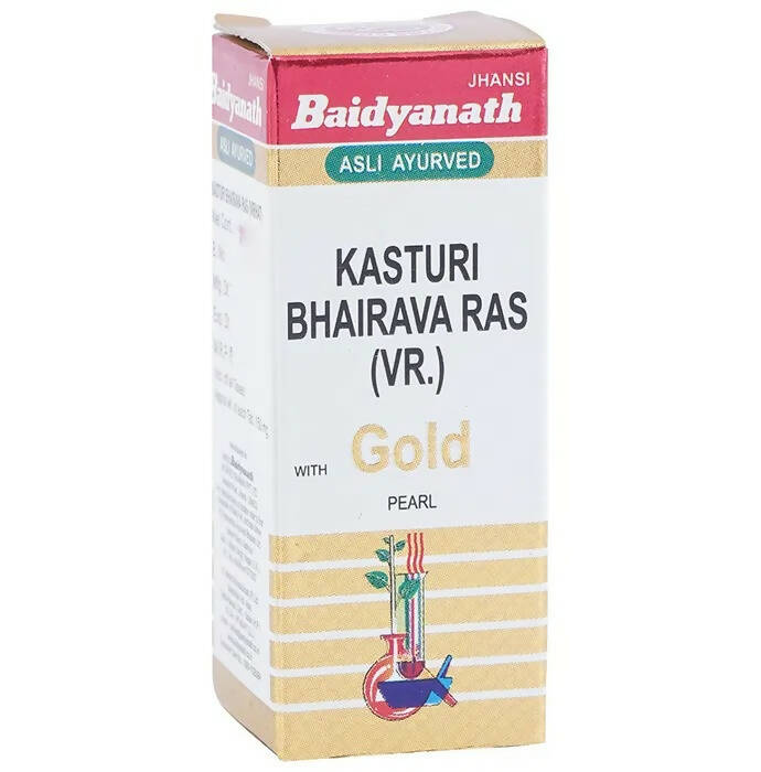 Baidyanath Jhansi Kasturi Bhairava Ras (Vr) With Gold Pearl Tablets - 5 Tabs