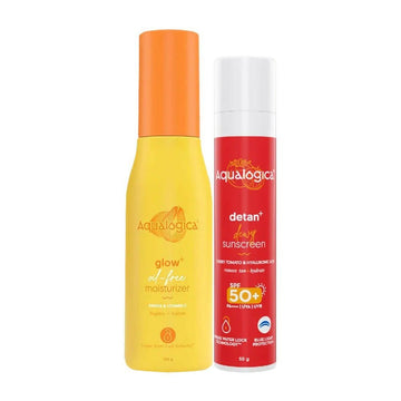 Aqualogica Glow Oil Free Moisturizer + Detan Sunscreen Combo - 100 GM + 50 GM
