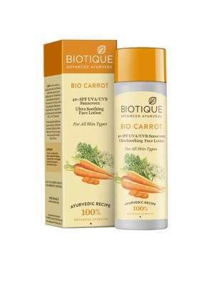 Buy Biotique Bio Carrot 40+ SPF UVA/UVB Sunscreen Ultra Soothing Face Lotion online Australia [ AU ] 