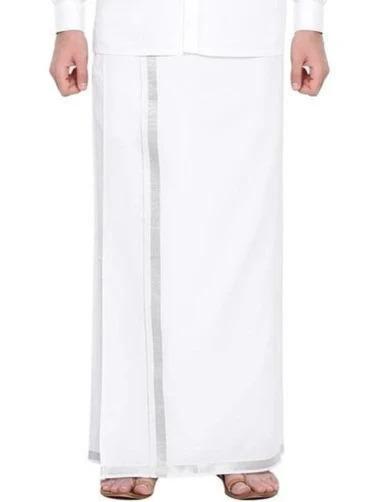 Buy Ramraj Cotton Readymade Dhoti White with Silver Jari 3/4 online Australia [ AU ] 