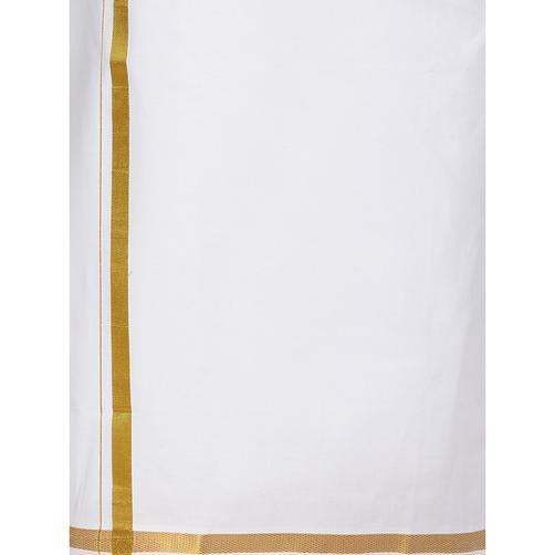 Buy Ramraj Cotton Readymade Adjustable White Dhoti with Gold Jari online Australia [ AU ] 