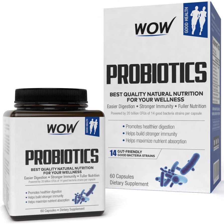 Buy WOW Probiotics 20 Billion CFU (14 Probiotic Strains) Vegetarian Capsules online Australia [ AU ] 
