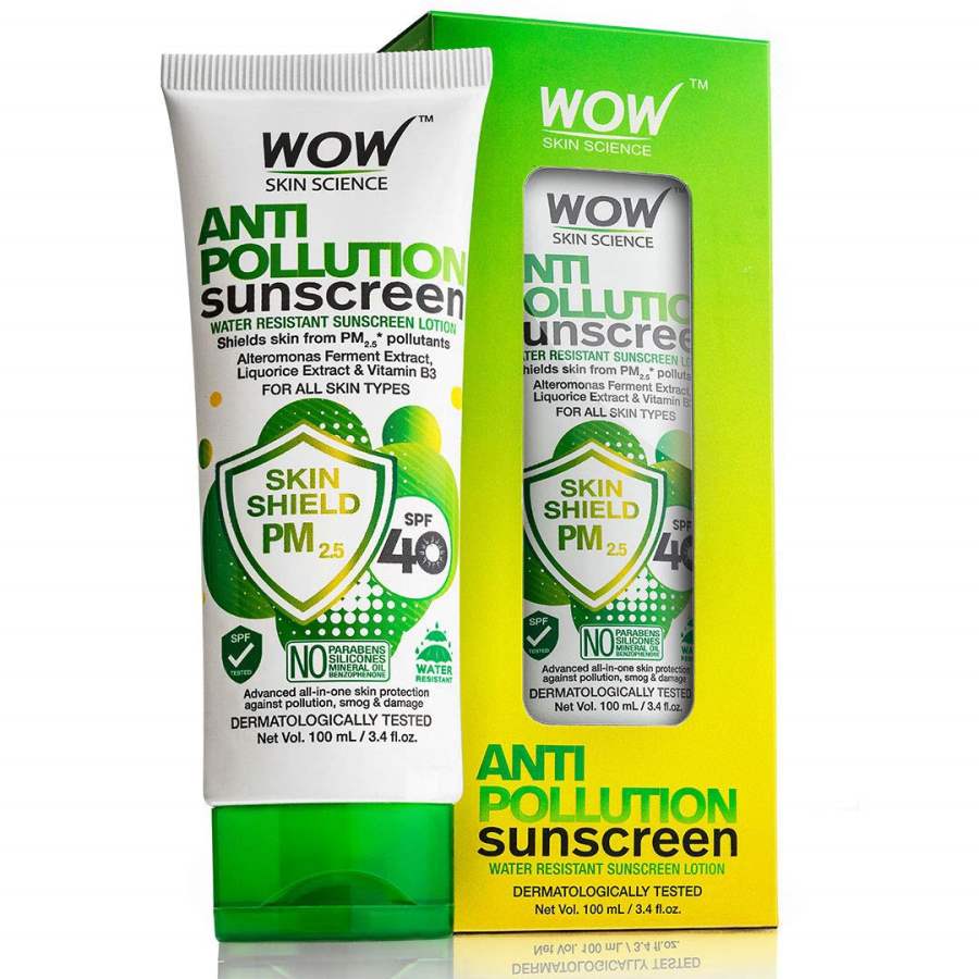 Buy WOW Anti Pollution SPF40 Water Resistant No Parabens & Mineral Oil Sunscreen Lotion online Australia [ AU ] 