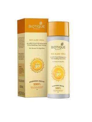 Buy Biotique Bio Aloe Vera 30+ SPF UVA/UVB Sunscreen Ultra Soothing Face Lotion online Australia [ AU ] 